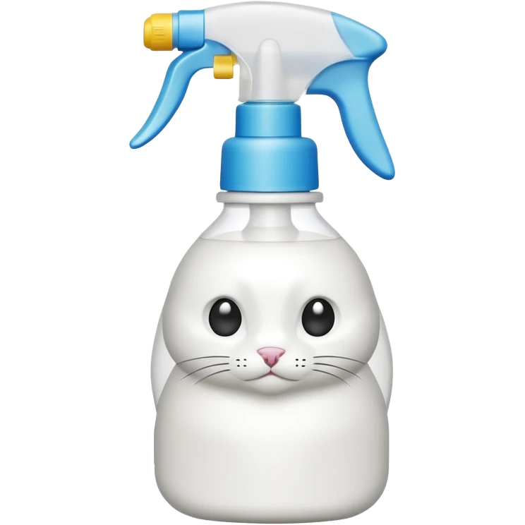 spray bottle with lid shaped like a white cat emoji