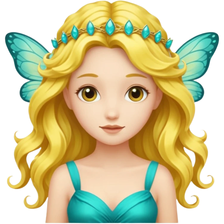 Yellow fairy in a turquoise dress emoji