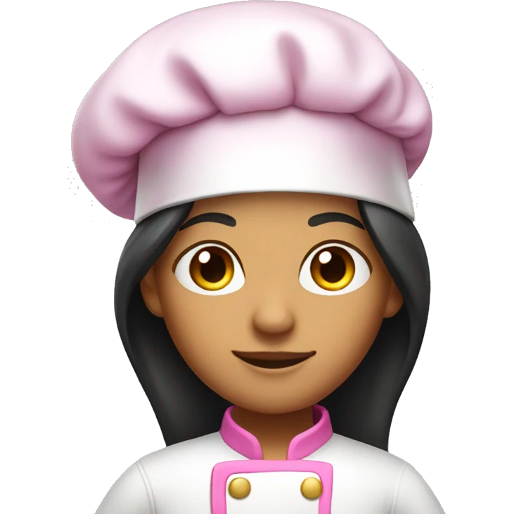 Long black hair olive skin chef with pink and gold clothes emoji