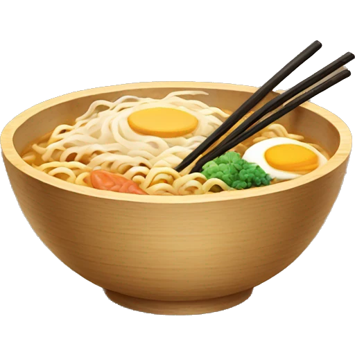 wooden bowl of ramen emoji