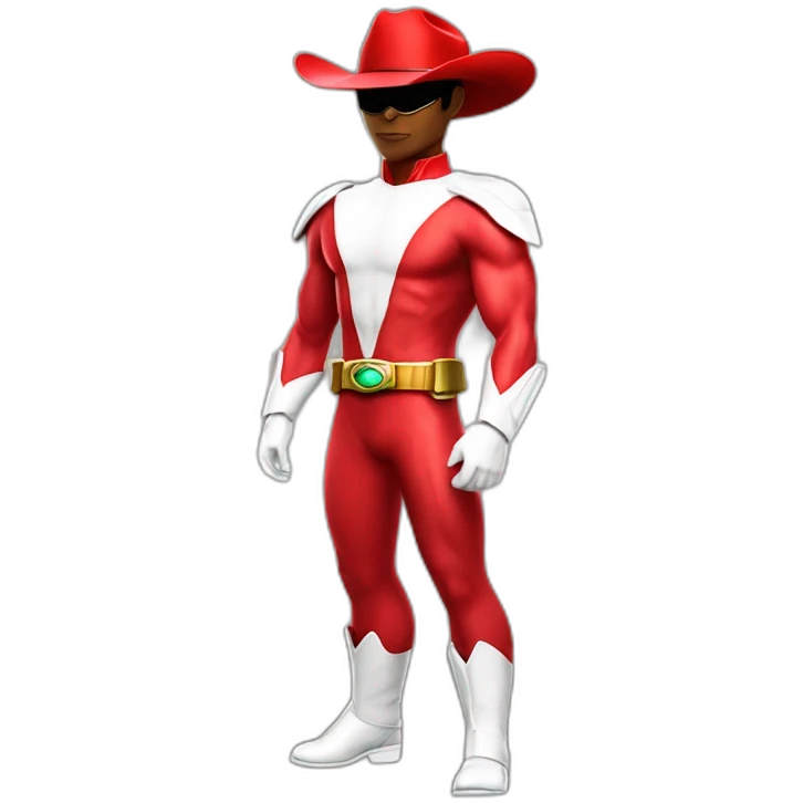 red power ranger full body with cowboy hat emoji