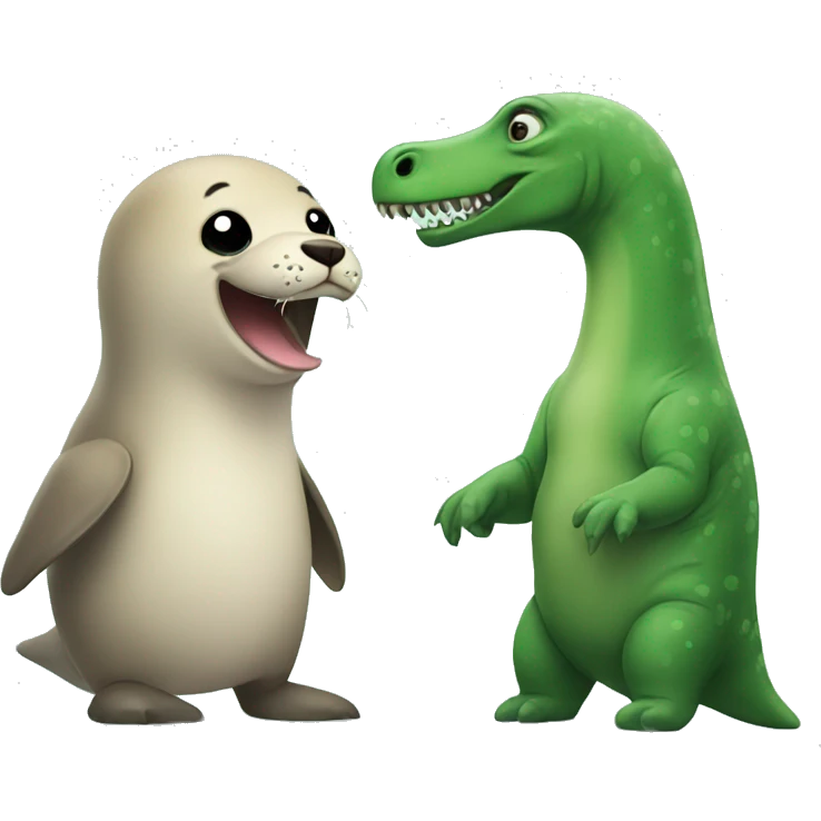 A seal and a dinosaur being best friends emoji