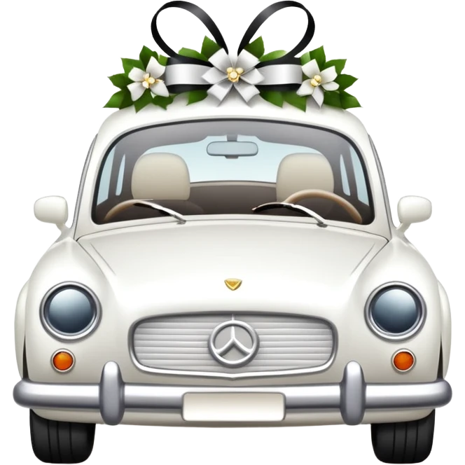 luxury car with wedding decorations, horizontal emoji