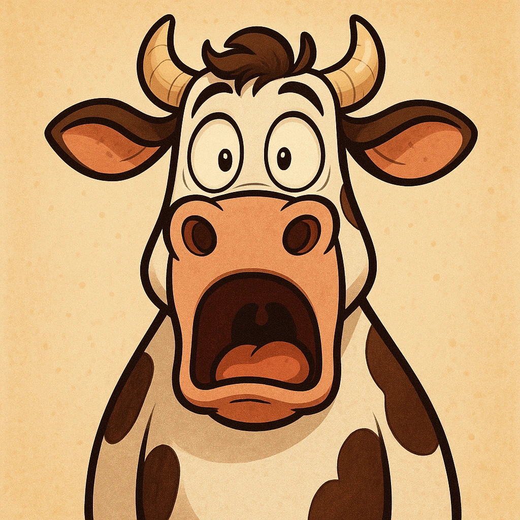 very surprised cow emoji