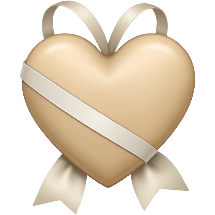 beige heart with white ribbon emoji