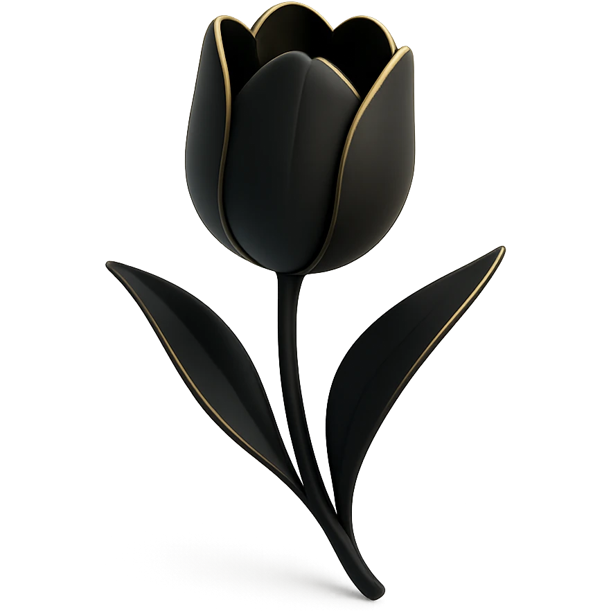a tulip in 3D black style emoji