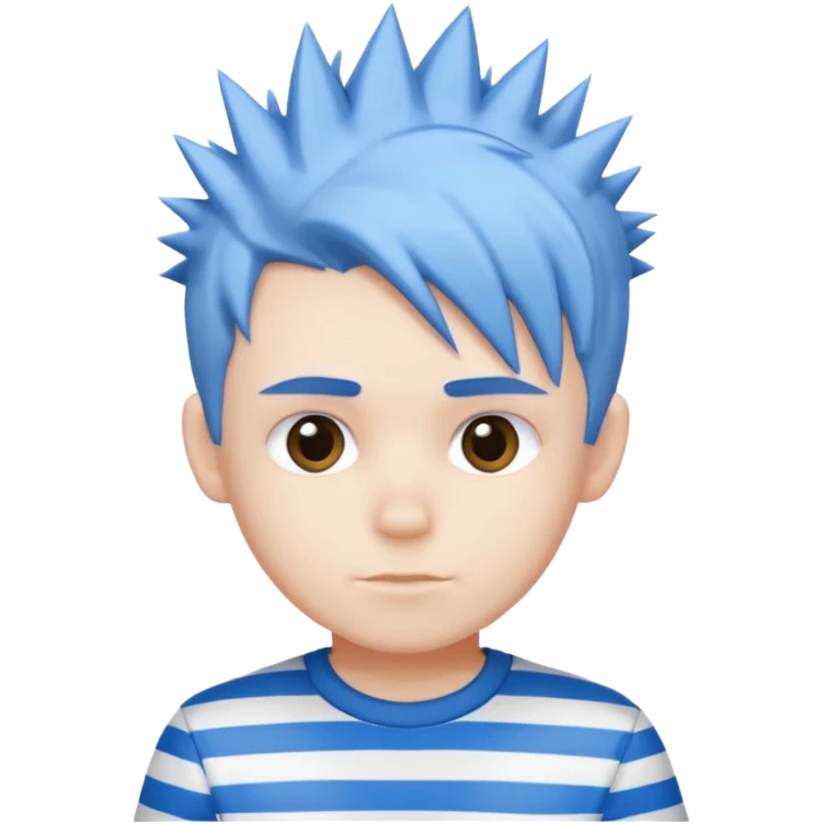 ولد شعره ابيض وازرق بشرته بيضاء جدا ويلبس قميص أبيض وازرق emoji