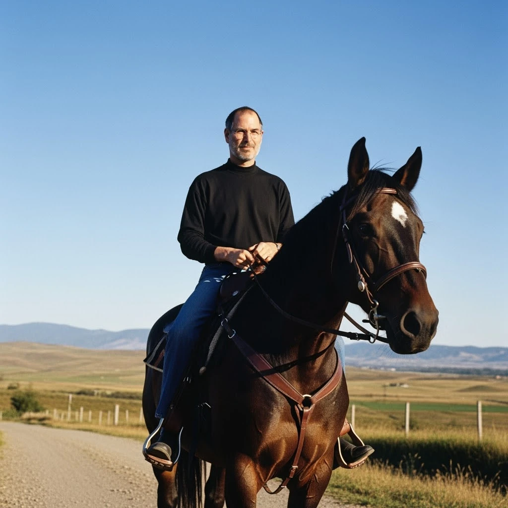 steve jobs riding a horse emoji