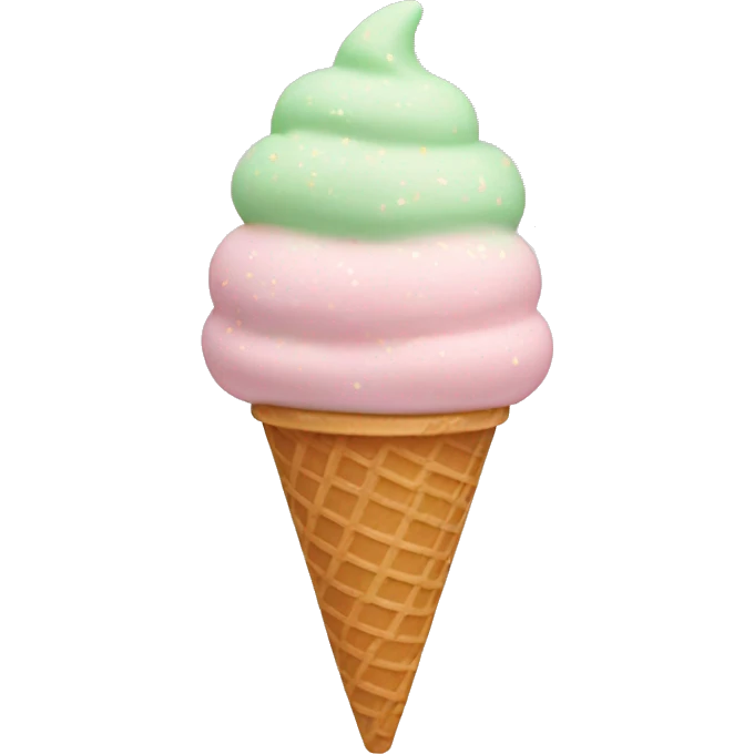 light pink ice cream cone with light green sprinkles  emoji