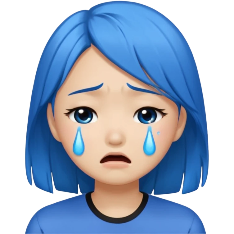 Asian girl crying more like this 😭 make the tears blue make the hair black emoji