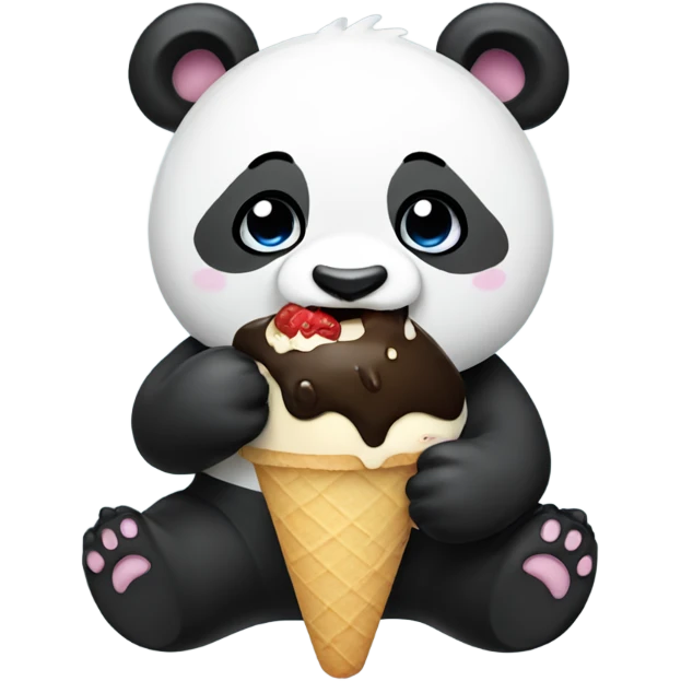 Panda eating ice cream emoji