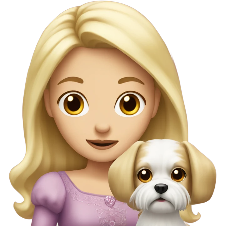 Blonde princess with cute dog shitzu  emoji