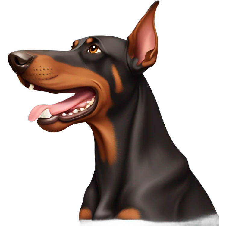 Red Doberman without ears cropped happy face  emoji