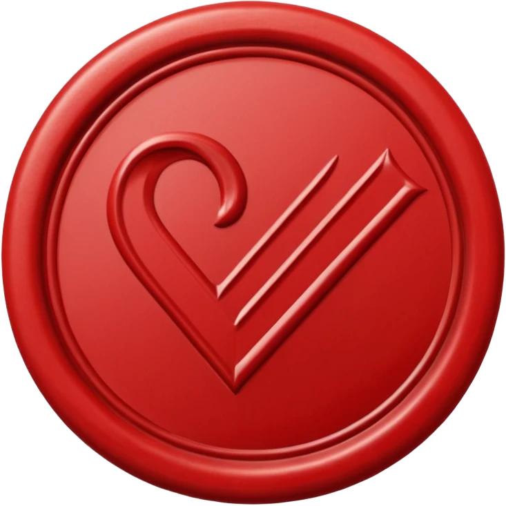 wax seal in the form of a check mark emoji