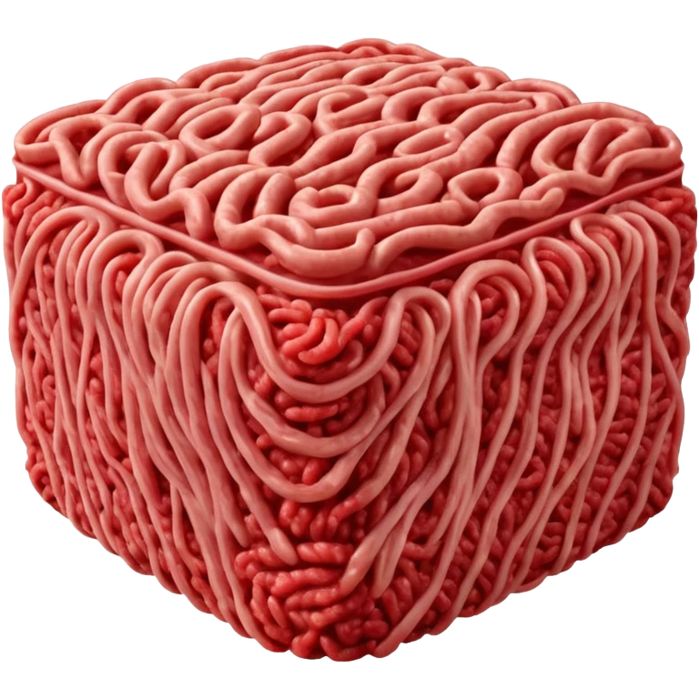 raw ground beef, vivid red color, dense compact texture, visible strands of minced meat, moist fresh surface, no patty shape, no garnish, herbs, plate, or extras, soft lighting, subtle shadows, emoji scale emoji