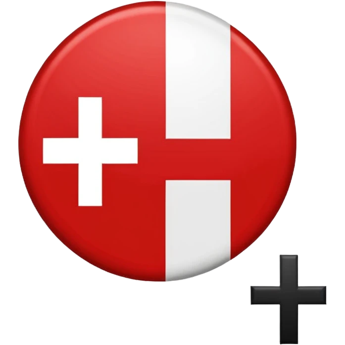 Créame un emoji de una bandera roja con un círculo blanco a un costado y una cruz dentro del circulo boanco no dentro del circulo blanco q este la cruz color negro emoji