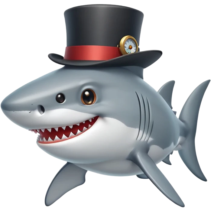 smiling shark with a monocle and top hat emoji