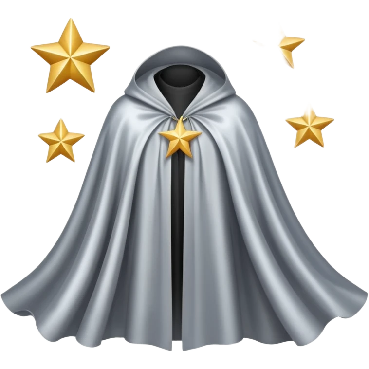 a fantasy  magic, silver color with star pattern cloak emoji