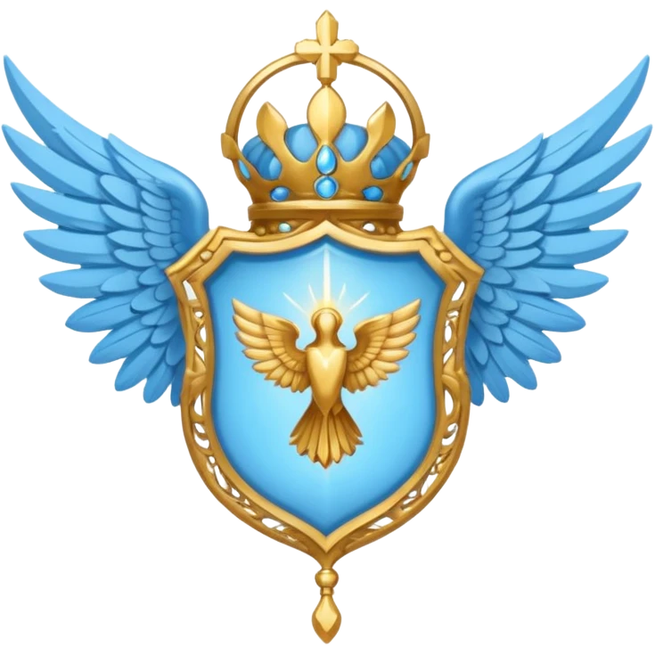 holy saint emblem with light blue wings emoji