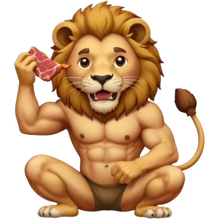 lion eating meat emoji
