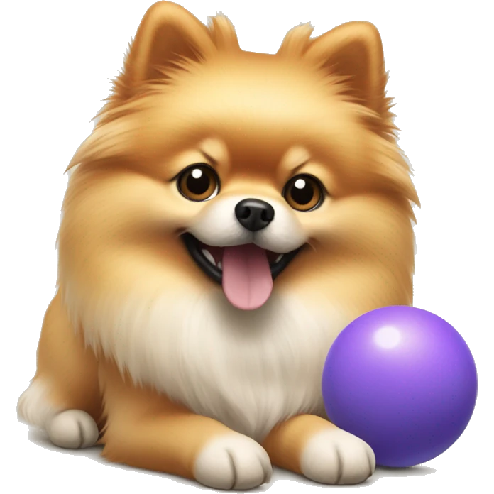 Pomeranian spitz playing with toys emoji