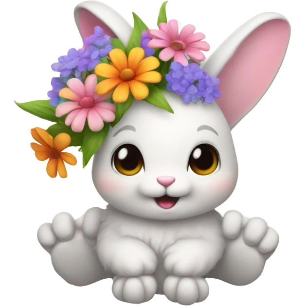 bunny holding flowers emoji