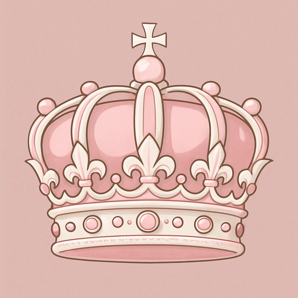white and pastel pink crown, style 2 emoji