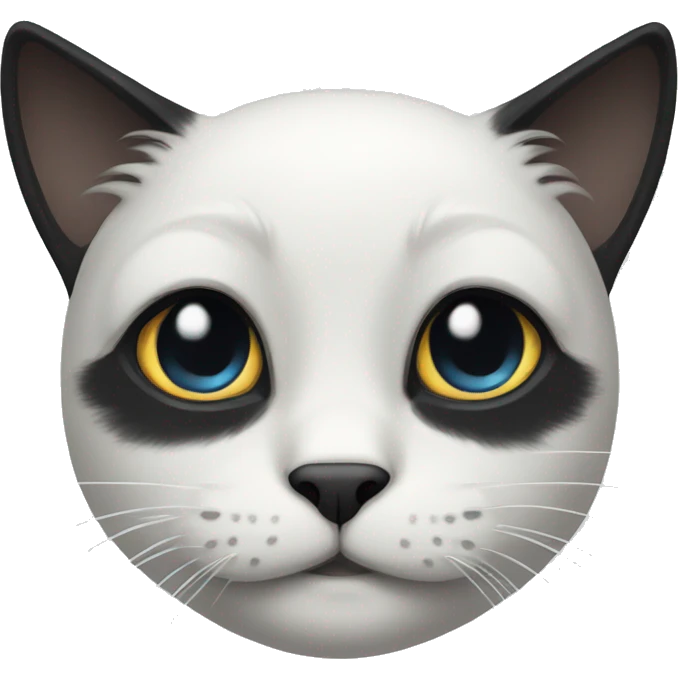 black cat with long hair one moustache white and one black emoji