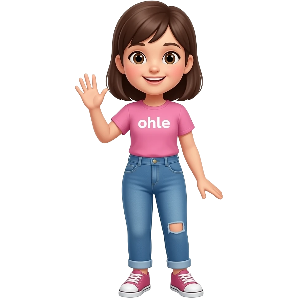 niña diciendo hola todo cuerpo emoji