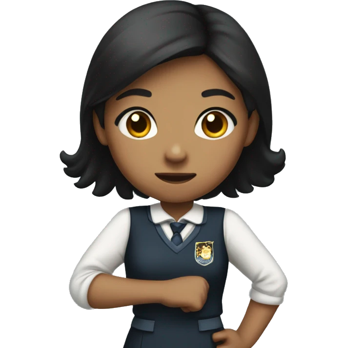 "An emoji of a black-haired girl in a school uniform, with her fist raised as if she's about to punch."






 emoji