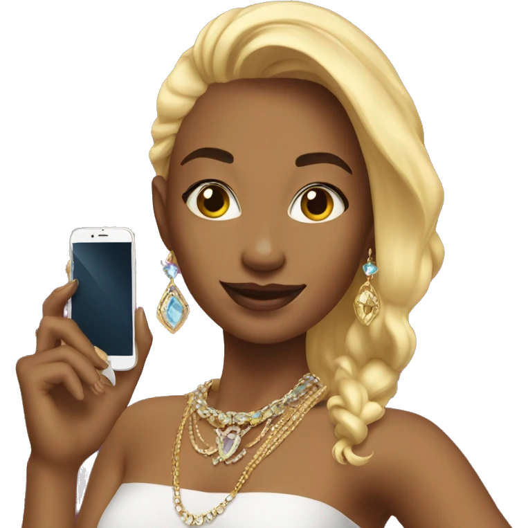 selfie with phone and jewelry emoji