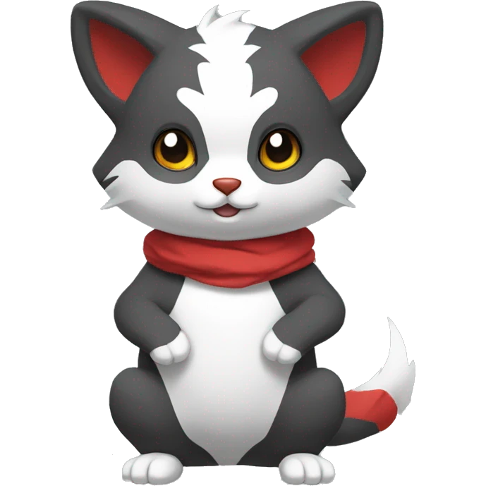 Cute cool black red white grey animal hybrid Fakemon full body emoji