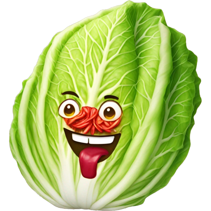 A napa cabbage marinated in a bright red pepper paste emoji
