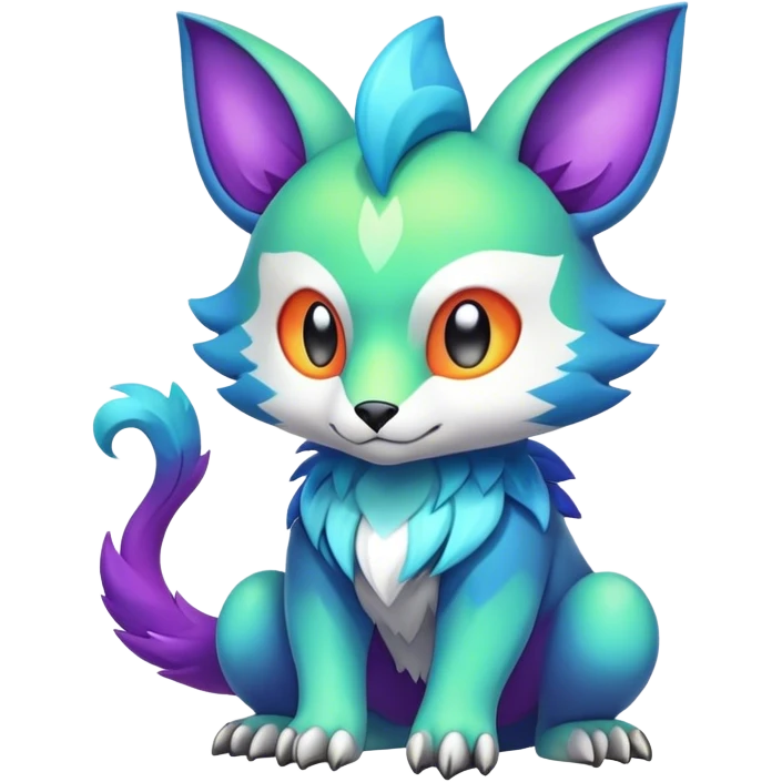 Cute cool colorful fantasy animal hybrid Fakemon full body emoji