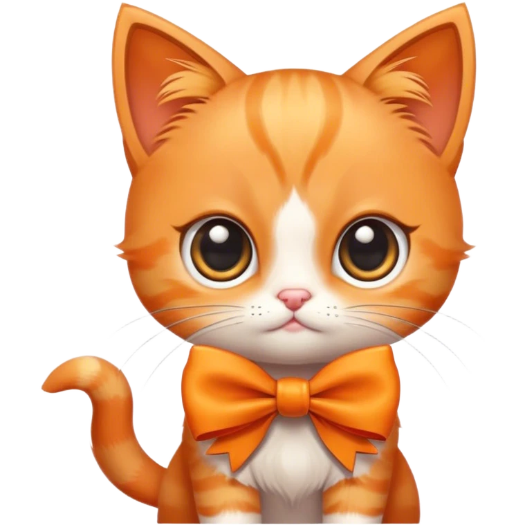 orange kitten with a bow and big eyes emoji