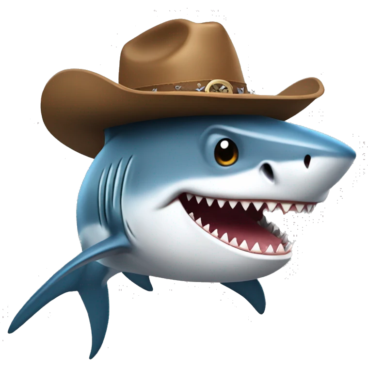Shark with cowboy hat on emoji