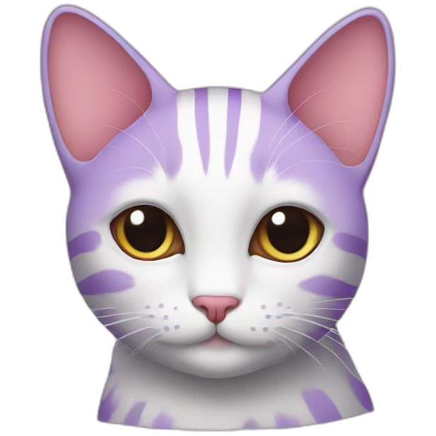 Lavender colored cat with pink stripes emoji