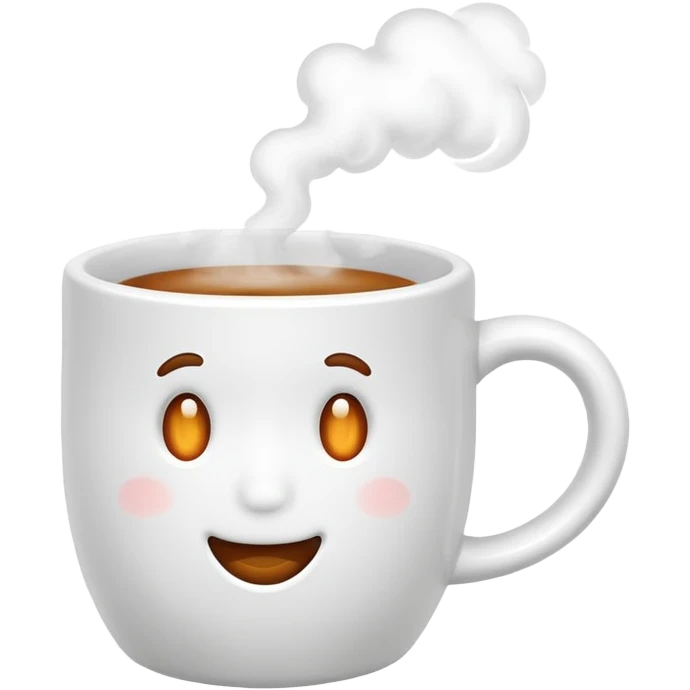 white mug with steam emoji