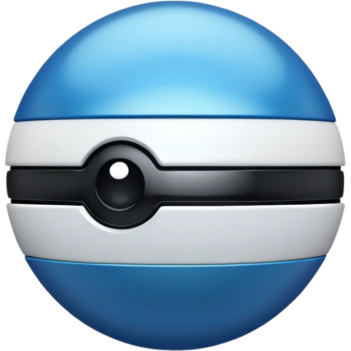 blue pokeball emoji, top half is a more saturated blue, bottom half is white, black stripe, with a metallic sheen emoji