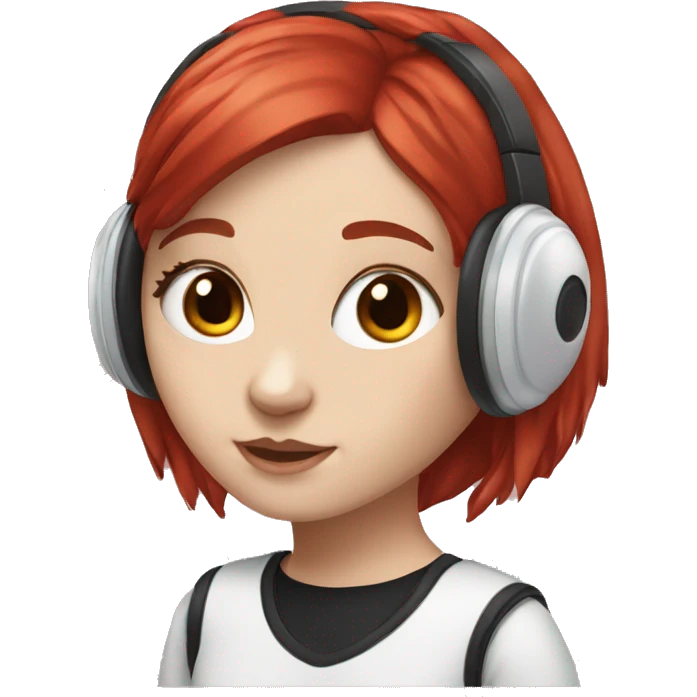 white girl with red hair and panda headset emoji