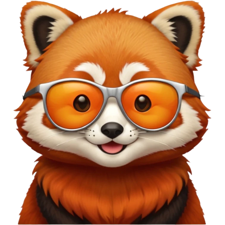 A red panda with no eyes, shades on and smiling emoji