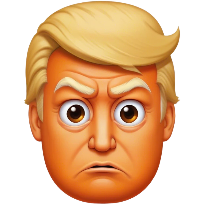 Donald Trump as a 💩orange with scowling face emoji