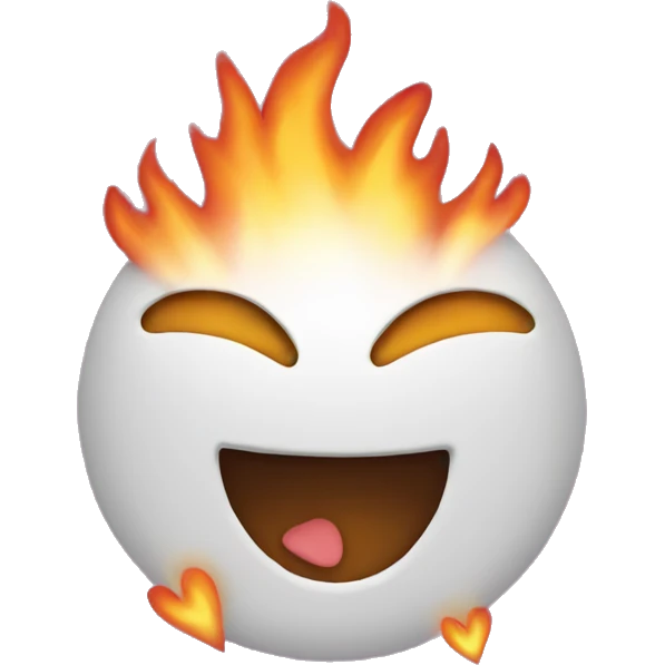 Emoji with flames and hearts emoji