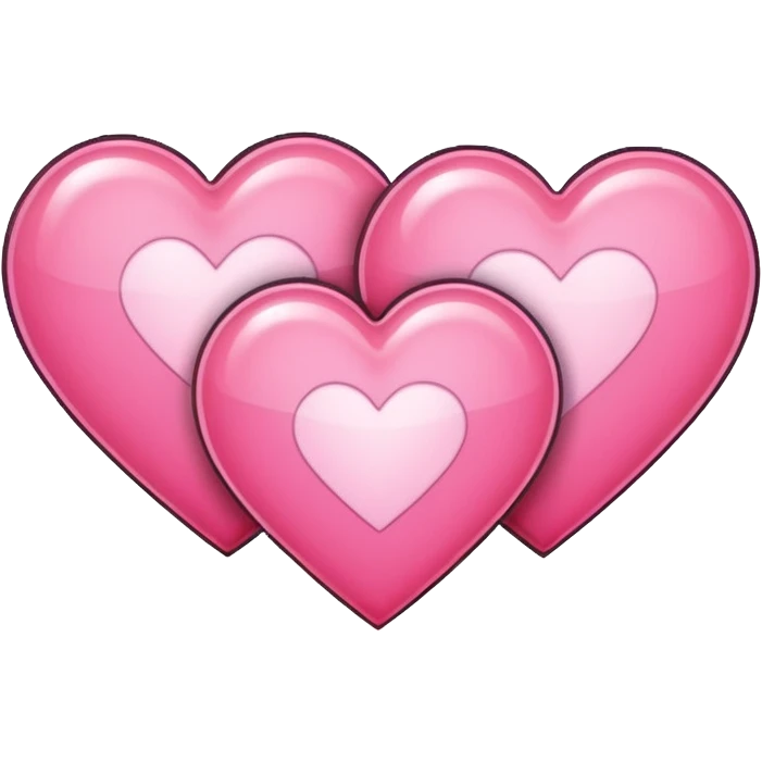 three pink pixel hearts with white-glowing effect emoji
