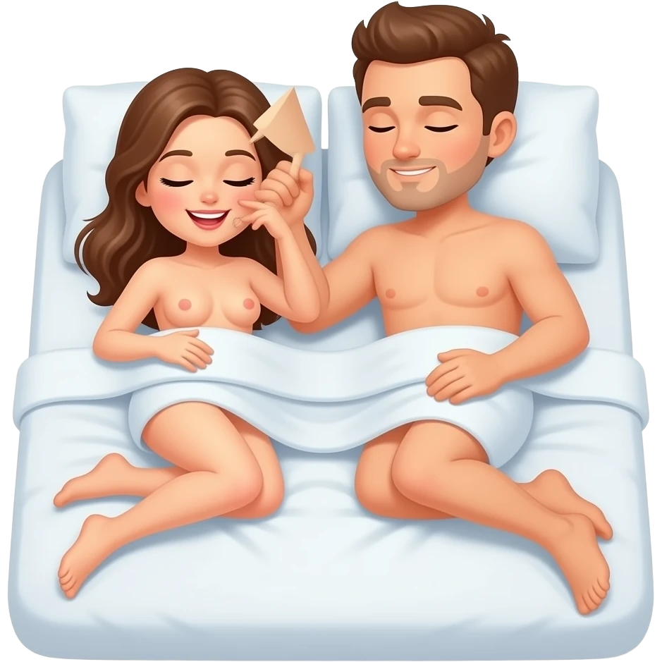 Man and woman make hard sex naked in bed emoji
