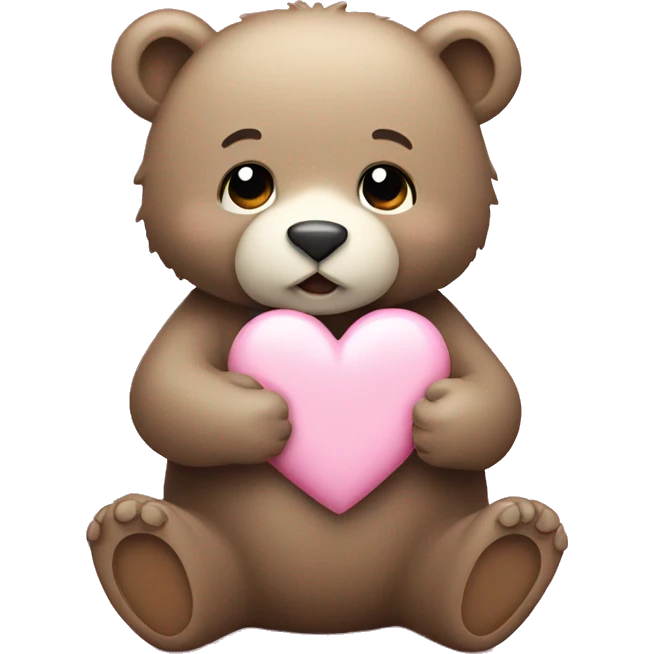 little bear holding light pink heart  emoji