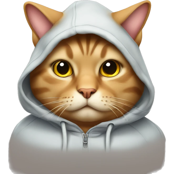 Fat cat wearing a hoodie emoji