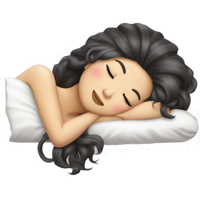 Coquette asian hair girl sleeping emoji