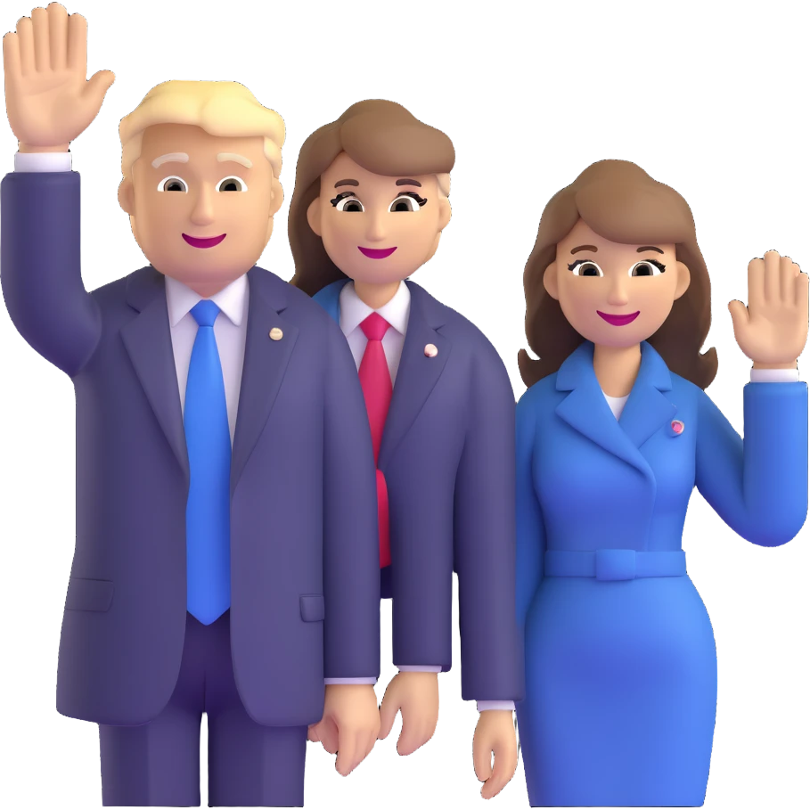 Donald and Melania Trump waving and smiling emoji