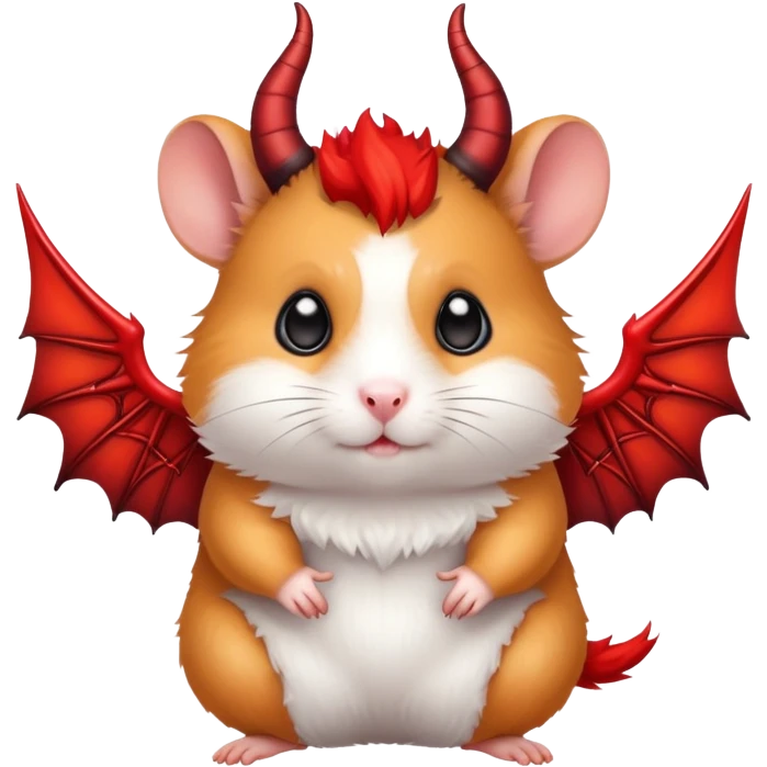 A cute Hamster with devil wings and devil horns emoji